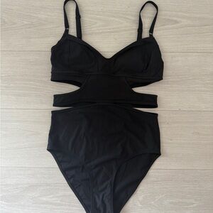 Black Cutout One-Piece Swimsuit Adidas